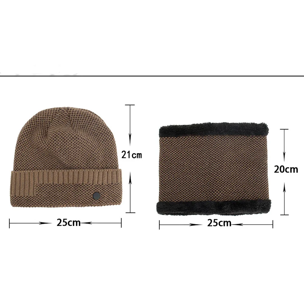Комплект из 2 предметов зимняя шапочка шарф теплая вязаная шляпа толстая шапка с