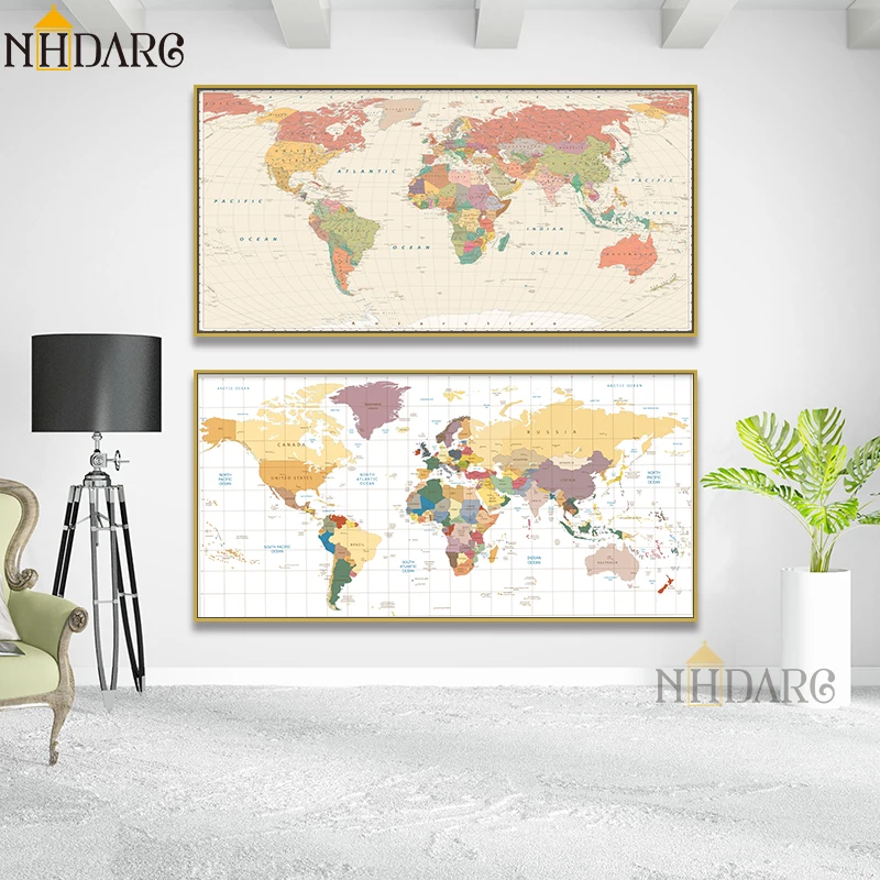 Vintage World Map Modern Home Decor Posters And Prints Canvas Painting Art Wall Pictures for Living Room Nordic Decoration