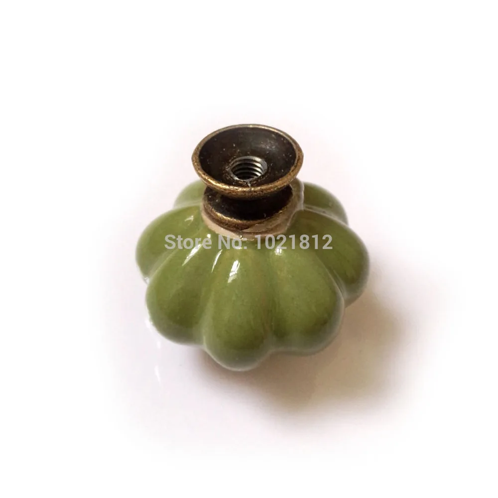 34 мм зеленая Тыква керамические ручки для шкафа шкаф буфет комод ящика кухни