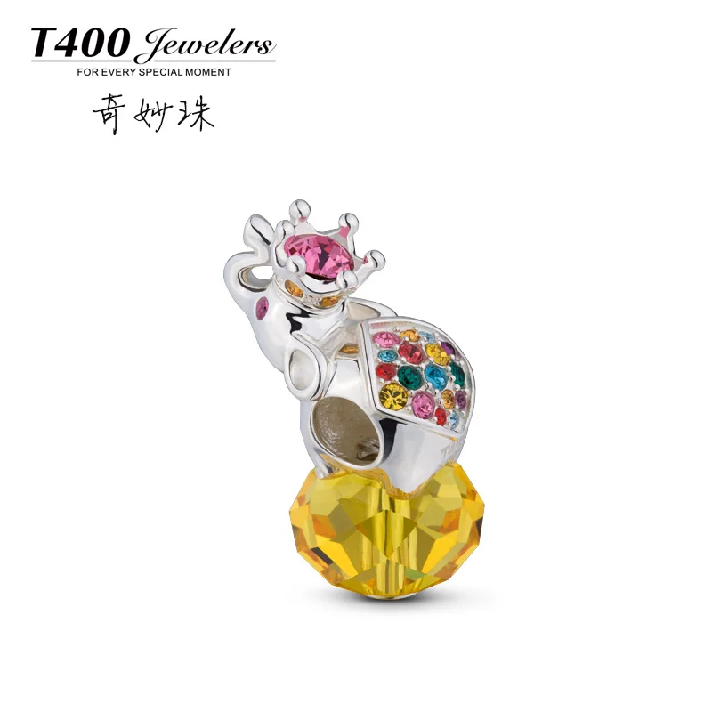 T400 Fashion 925 silver Charms made with Swarovski Elements DIY charms jewelry Accessories Clever Elephant#Q144 free shipping | Украшения и