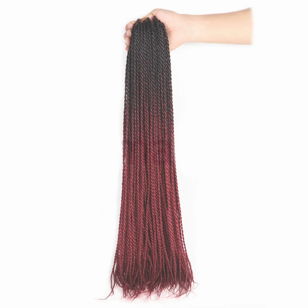 #5 SAMBRAID, 24 дюйма, розовые, Ombre, синтетические плетеные волосы для наращивания, 95 г/упак., 30 корней, вязанные крючком косички, Сенегальский твист для черных женщин - Цвет: #5
