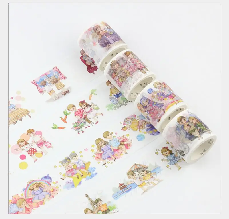 

40mm Sweet lovers travelling doing sports school life decoration washi Tape DIY planner Diary scrapbooking masking tape Escolar