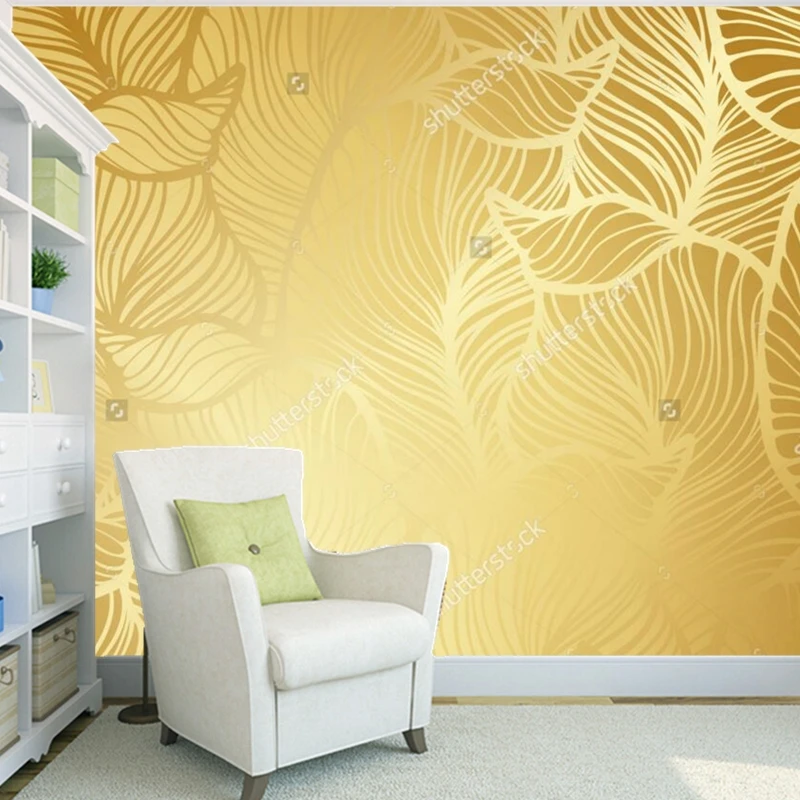Золотые обои на заказ Ретро с узором современные фрески для гостиной спальни