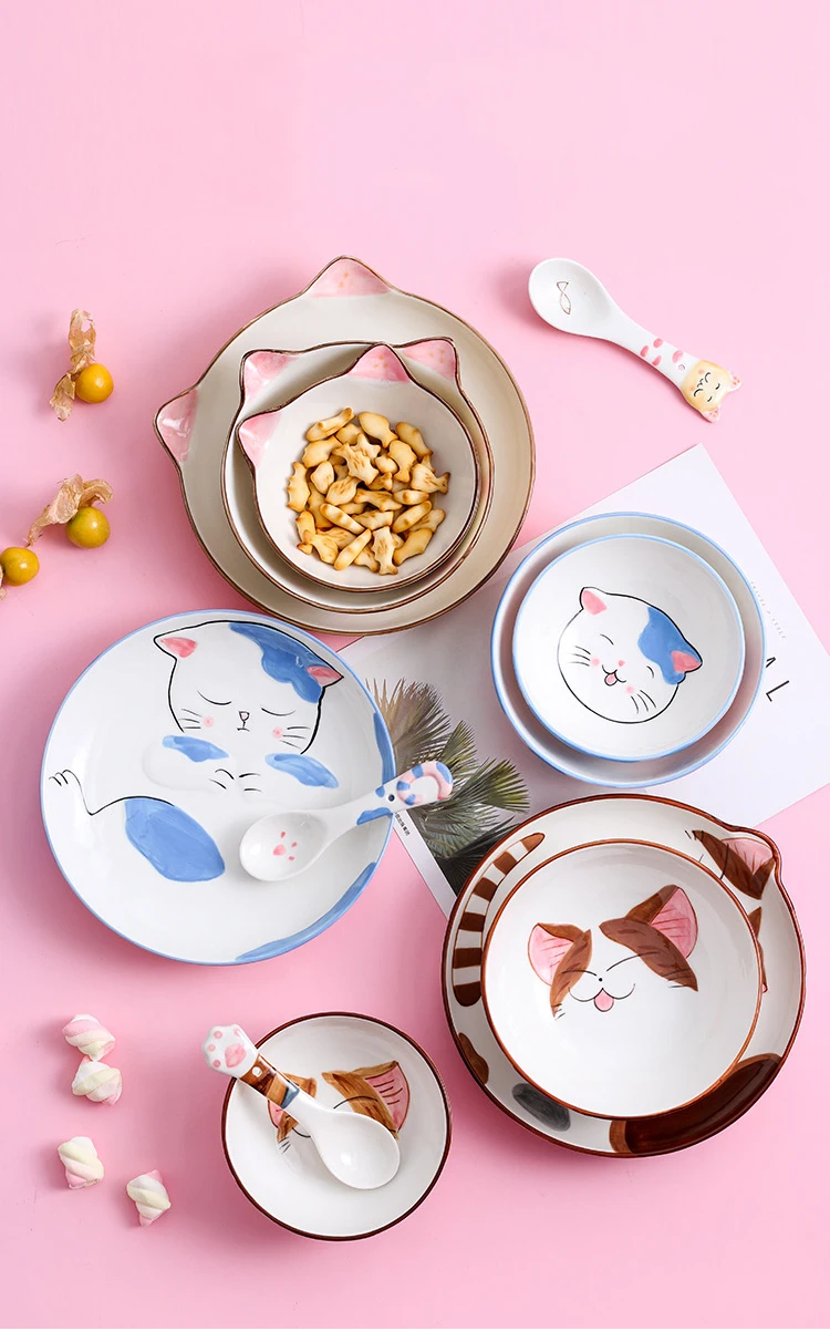 Японская и Корейская креативная керамическая тарелка для завтрака и стейка, детская тарелка с фруктами, ручная роспись, блюдо с животными, мультяшная миска, набор посуды