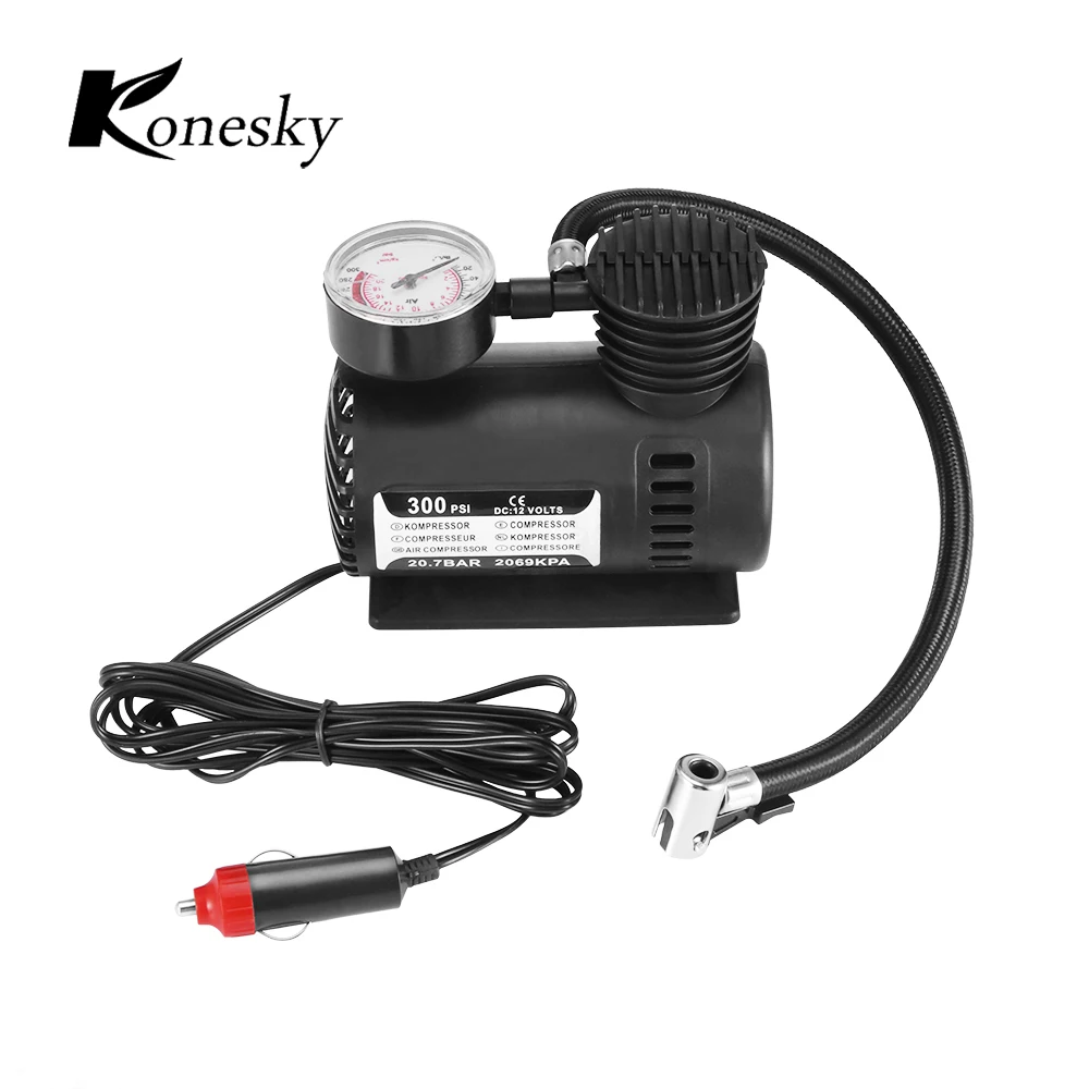 Черный портативный универсальный Электрический воздушный насос 12V 300PS