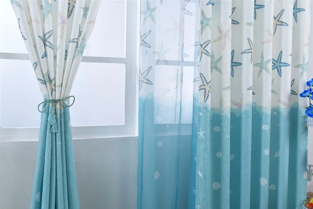 Новое поступление деревенские окна шторы Морская звезда cortinas верхние шторы для ткань для гостиной эко приятные занавески 1 шт