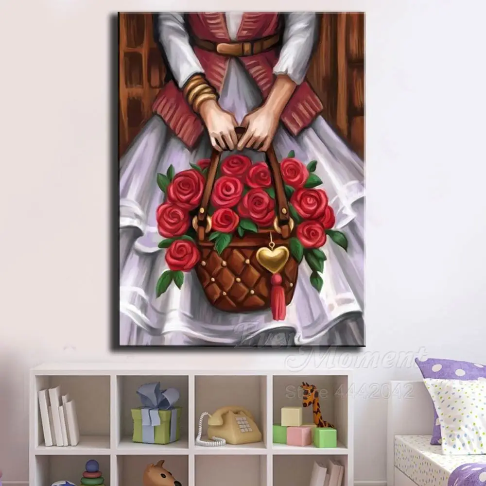 Ever Moment Diamond Painting Picture Of Rhinestone Decoration For Home Full Square Drill Embroidery Girl Flower S2F1803 | Дом и сад