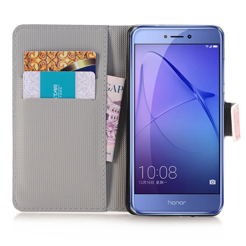 Кожаный чехол-книжка мягкий для Huawei P8 P9 P10 Lite 2017 G8 Y3 Y5 Y7 Y6 II 2 Compact Honor 4C 4X 5X 5A |