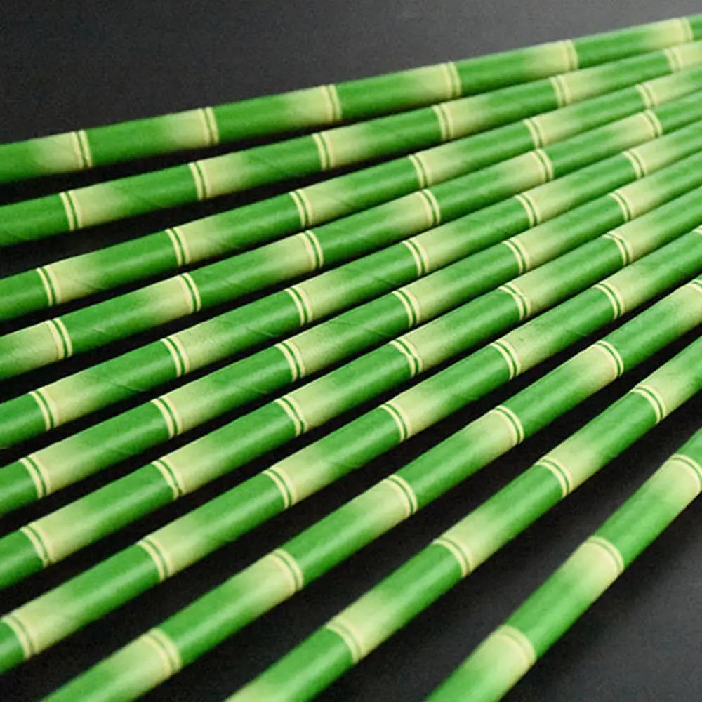 25 шт. креативные Биоразлагаемые бумажные соломки панда бамбук джунгли сафари