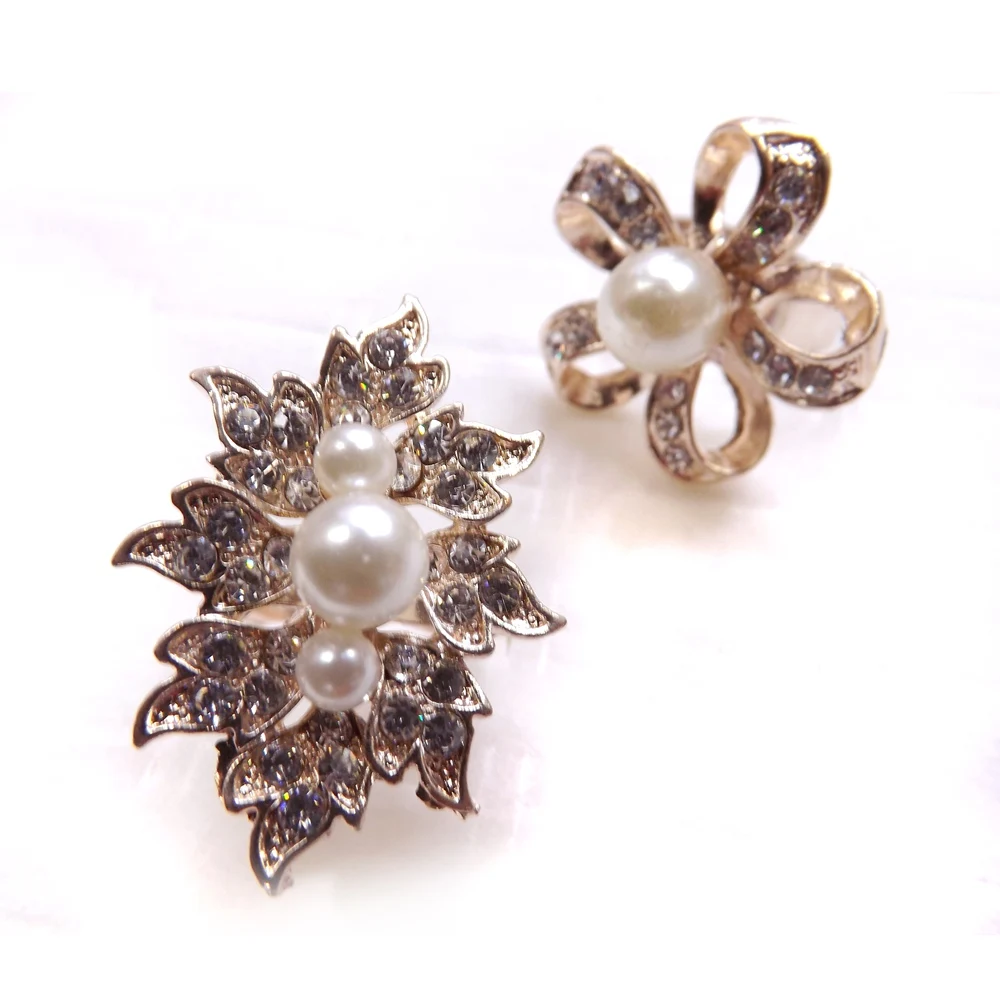 

Shinning Crystal Flower Designed Rings Rose Gold Color Imitation Pearl Rings For Party 50pcs/lot