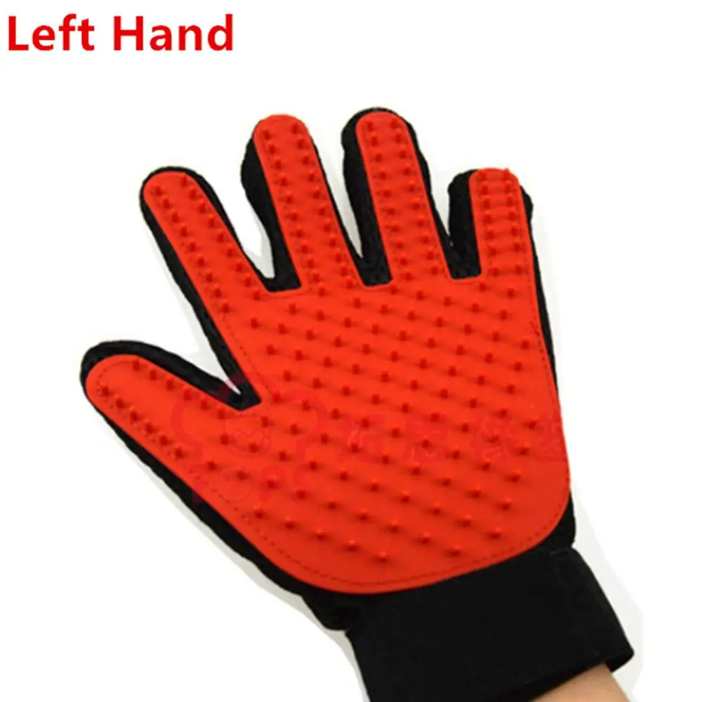 red left hand Ультразвуковая щетка для шерсти домашних животных, перчатка для чистки домашних животных, массажная расческа для ухода за шерстью, поставка, чистка пальцев, щетка для шерсти домашних животных, кошек, перчатка - Цвет: red left hand