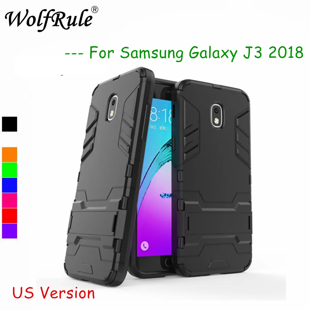 Чехол wolfrole для Samsung Galaxy J3 2018 резиновый + жесткий пластиковый чехол с подставкой