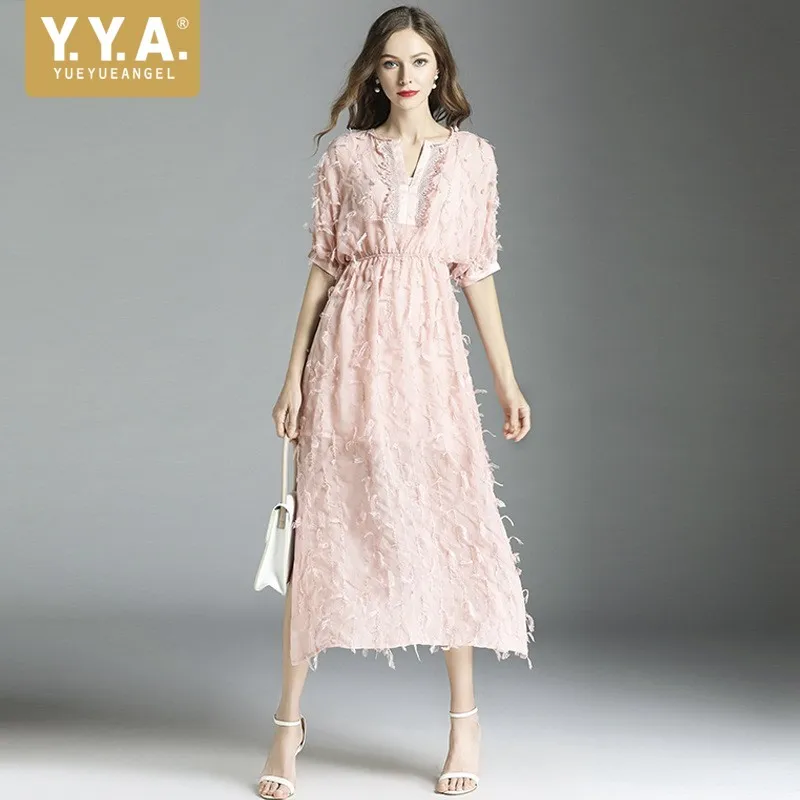 Женское модельное кружевное платье с коротким рукавом и V-образным вырезом |