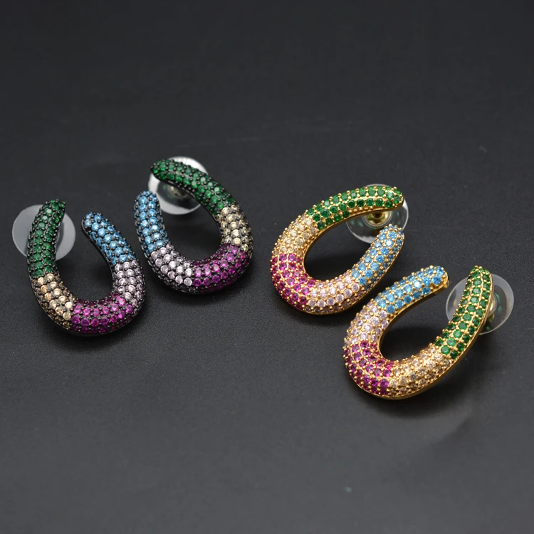 

Fashion Design Colorful Cubic Zirconia Earrings Pierced Jewelry Statement Earrings Christmas Gifts Wedding Gifts