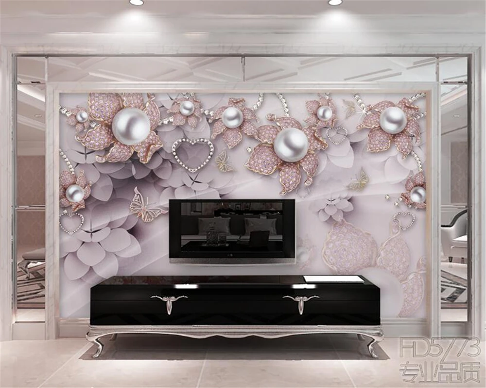 3D обои стерео красивые роскошные ювелирные украшения цветы мягкая стена ТВ фон