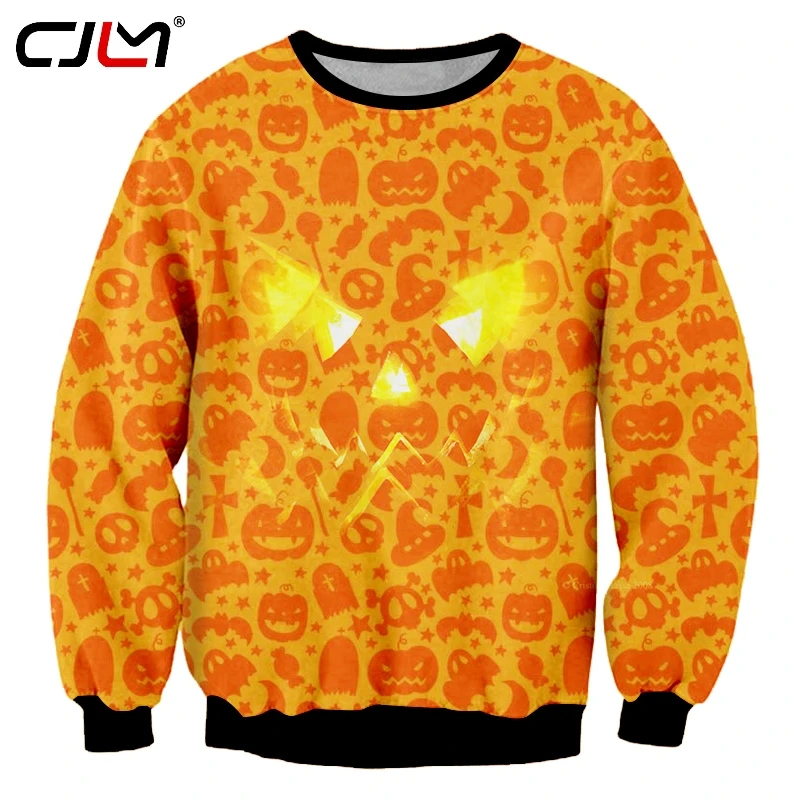 

CJLM Men's Casual Clothing 3D Printed Pumpkin Sweatshirt Halloween Ghost Skulls Hot Sale Free Shipping Man Pullover