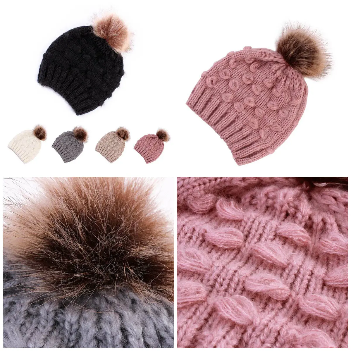 Милая вязаная шапка для маленьких девочек и мальчиков Зимняя теплая Шапка