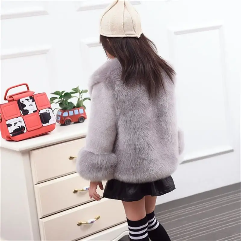 Winter Girls Fur Coat Elegant Baby Girl Faux Jackets And Coats Thick Warm Parka Kids Boutique Clothes | Детская одежда и обувь
