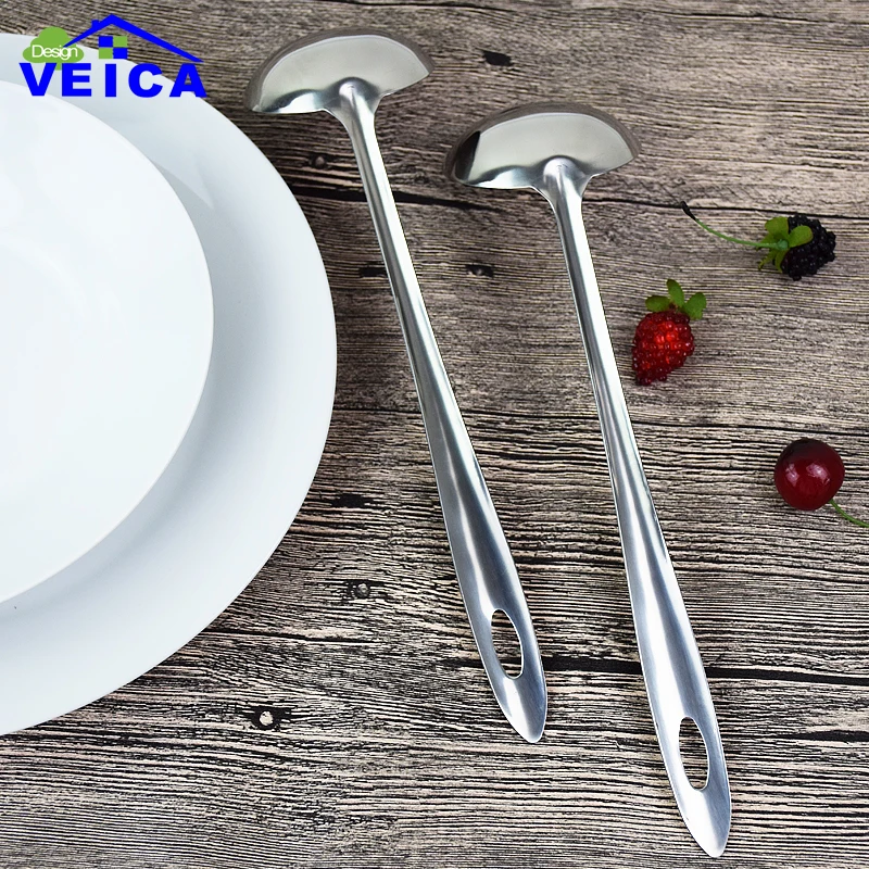 Кухня приготовления пищи прямой ручкой из нержавеющей стали Совок Ложка ковш