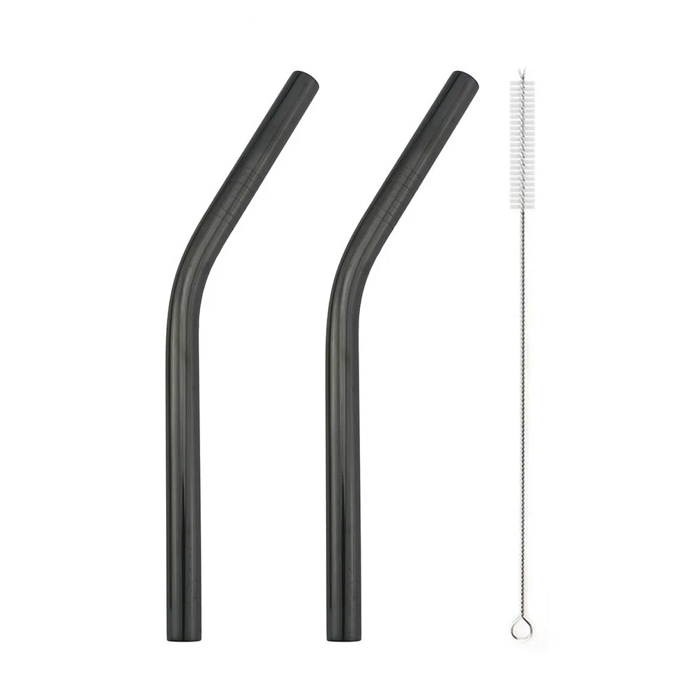 Black 215x12mm C 2 шт питьевой соломинки многократного использования из нержавеющей стали соломинки Экстра Широкий 12 мм металлическая соломинка с чистящей щеткой мешок пузыря чай Yerba mate - Цвет: Black 215x12mm C