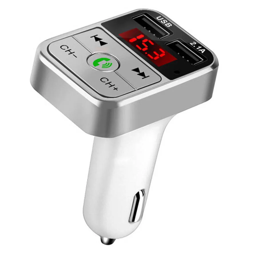 silver 5 V 2.1A Bluetooth Автомобильный fm-трансмиттер Handfree Автомобильный MP3 аудио плеер двойной 12 V USB Автомобильное Зарядное устройство Aux Порты и разъёмы Поддержка карты памяти и у Dis - Название цвета: silver