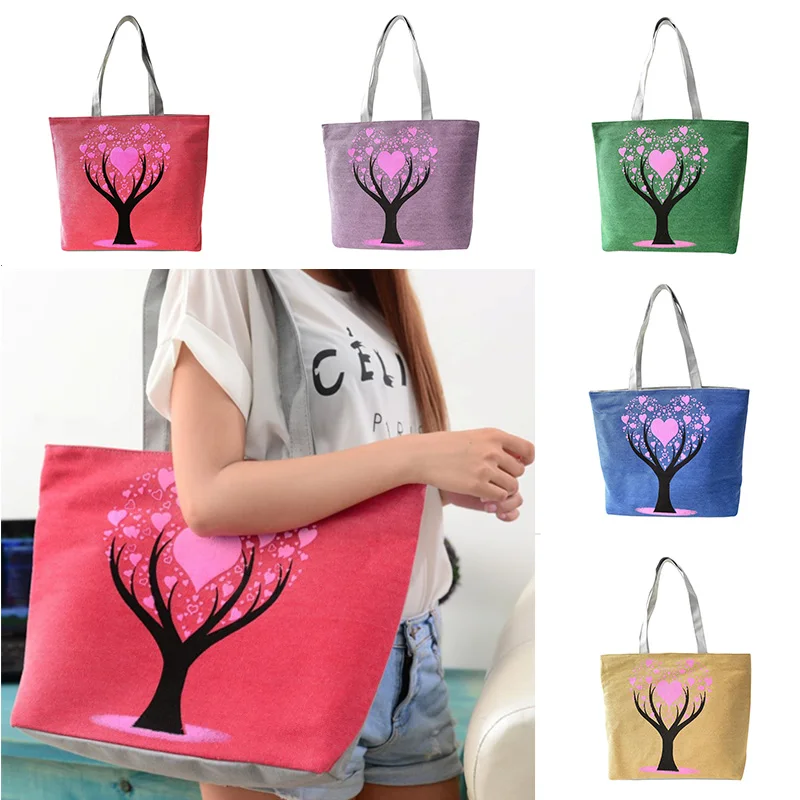 2017 Горячая Распродажа Холщовая Сумка Love Tree школьная сумка для девочек женские