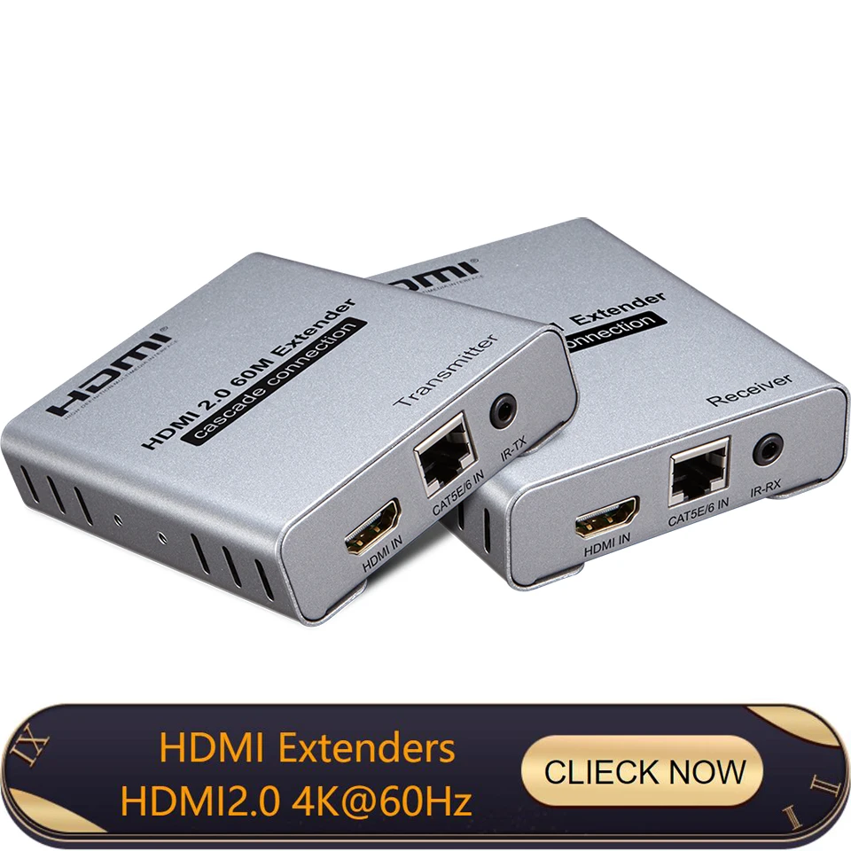 HDMI2.0 4 k@ 60Hz HDMI удлинители 60M HDMI ретранслятор через Cat5E/6 Ethernet кабели с ИК функцией передатчика TX/RX удлинитель
