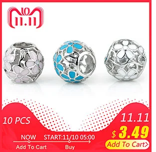Серебряные стеклянные бусины круглой формы большие белые Стразы DIY металлические с большими отверстиями бусины разделители бусины из муранского стекла Шарм подходит для шармов браслет