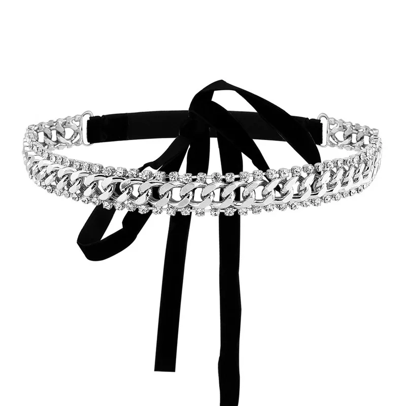 Vintage Hot New Woman Lint Choker Necklaces Elegant Personality Long Alloy Rhinestone Bg Bowknot Necklace Fashion Jewelry | Украшения и