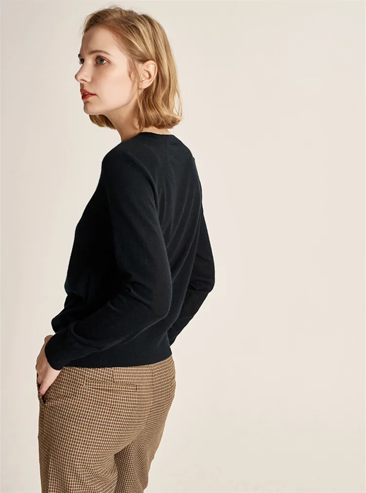 Женский короткий свитер ручной работы однотонный трикотажный пуловер из козы и