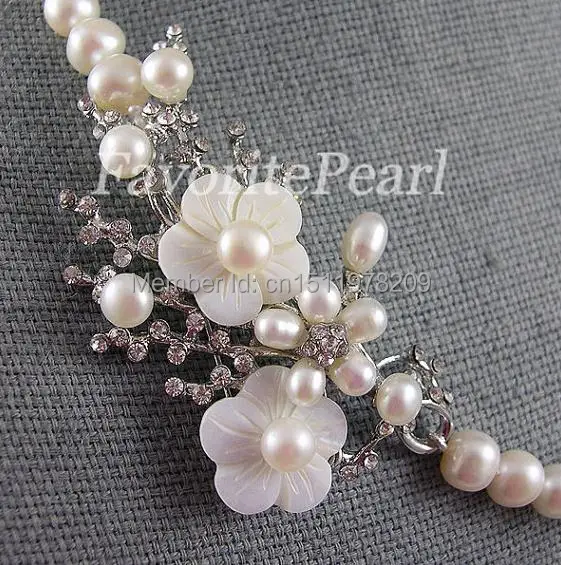 Жемчужное ожерелье свадебное цветочное подружек невесты 20 5 дюйма 8 9 мм модные