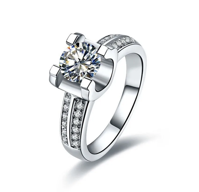 

Женское Обручальное кольцо с муассанитом, обручальное кольцо из белого золота с бриллиантом звезды 2 карата, платина 950