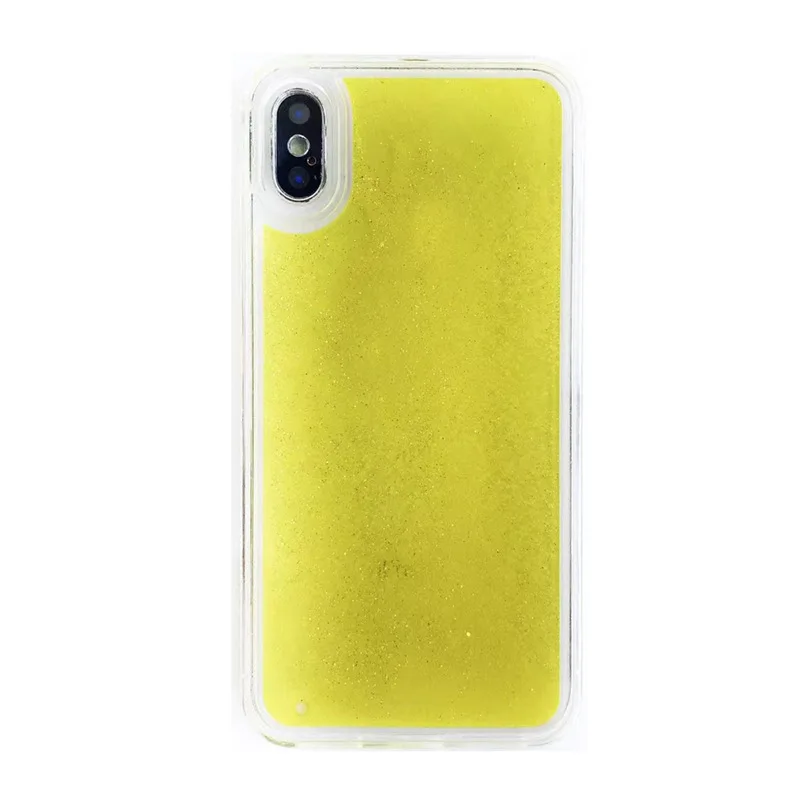 Yellow Светящийся неоновый песок мобильный чехол, светится в темноте Жидкий блеск зыбучий песок чехол для телефона для iPhone XR XS max X 6 7 8 - Цвет: Yellow