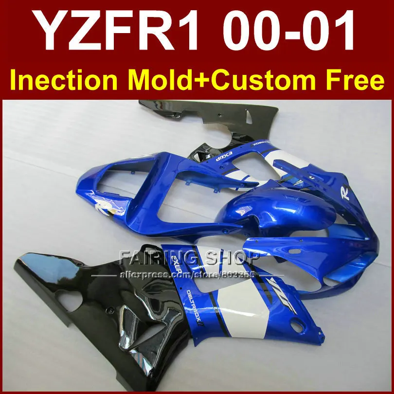 Синий Кузов мотоцикла для YAMAHA YZFR1 2000 2001 Обтекатели YZF R1 YZF1000 EXUP части кузова 1000 00 01