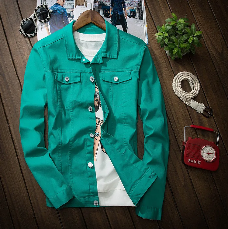 Мужская Весенняя Новая модная джинсовая куртка однотонная мужская с длинными