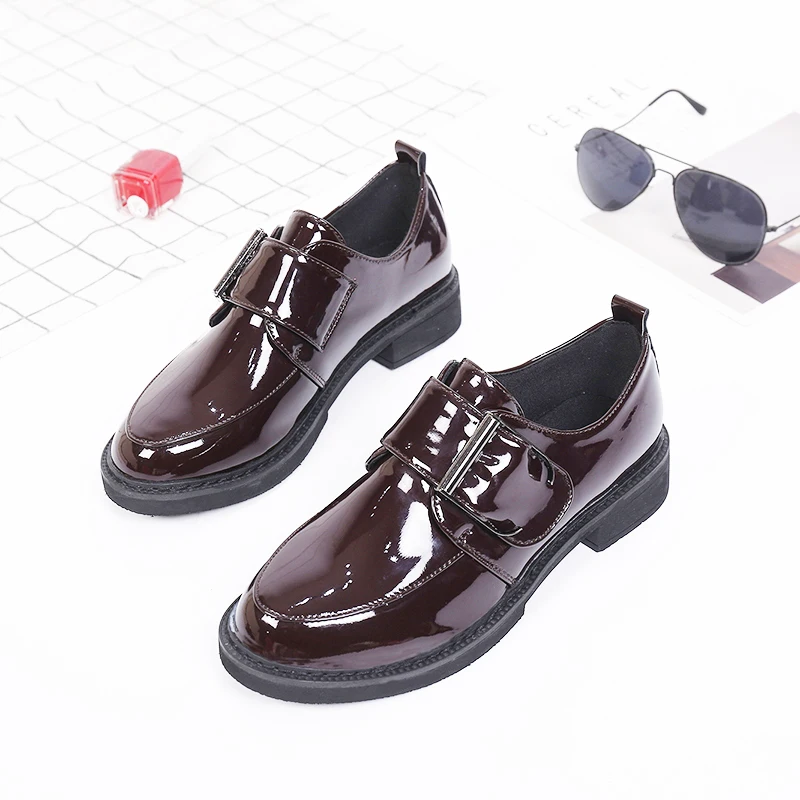 BeautyFeet/Новинка; однотонная женская обувь из лакированной кожи; женские оксфорды; обувь для отдыха; женская повседневная обувь на низком квадратном каблуке