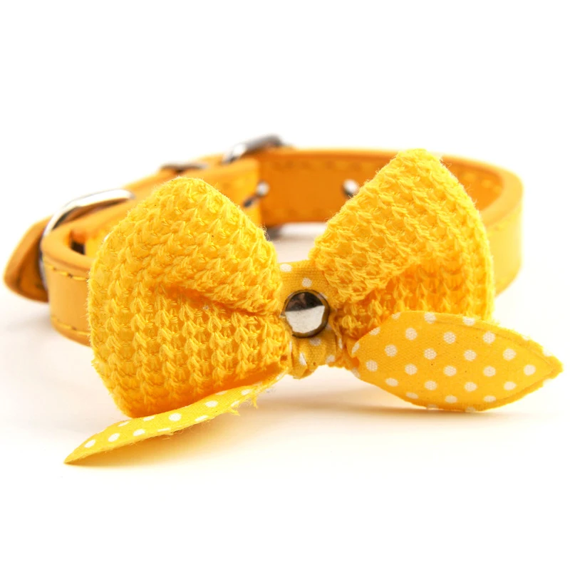 Ошейник для собак из искусственной кожи ошейник щенков с вязаным бантом ошейники