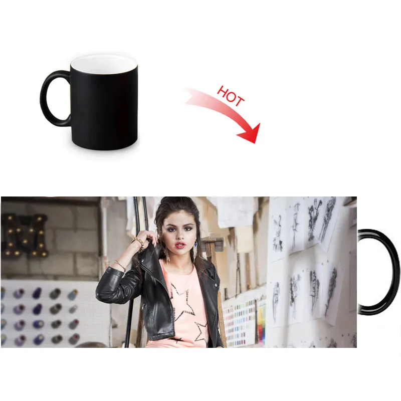 Customized Ceramic Coffee Mugs Selena Gomez Milk Tea Magic Color Changing Mug Heat Sensitive Water Cup 12oz | Дом и сад