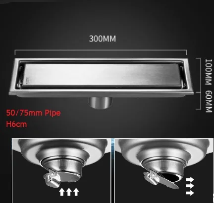 304 Stainless Steel Linear Shower Floor Drain Conceal Rectangle Triangle Corner Tile insert Grate Strainer Black Deodorant