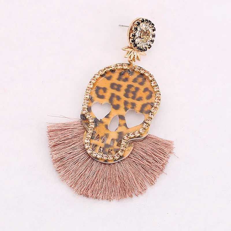 

Sehuroan Bohemia Tassel Earrings Resin Skull Drop Earrings For Women Wedding Earings Long Fringed Earrings Fashion Jewelry