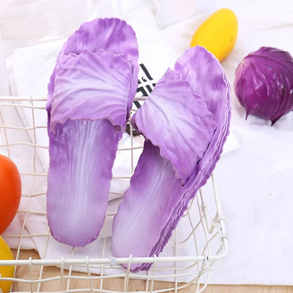 Летние женские шлепанцы с капустой домашние Нескользящие пляжные обувь на