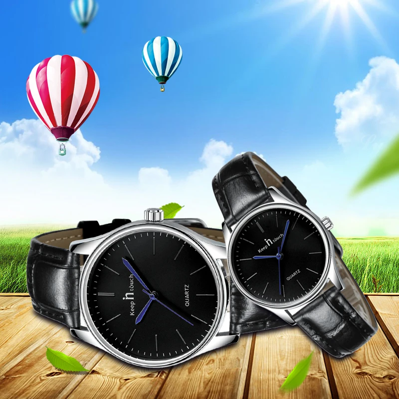 Relojes бренд 2017 Водонепроницаемый черный белый цвет пару часов таблицы модные