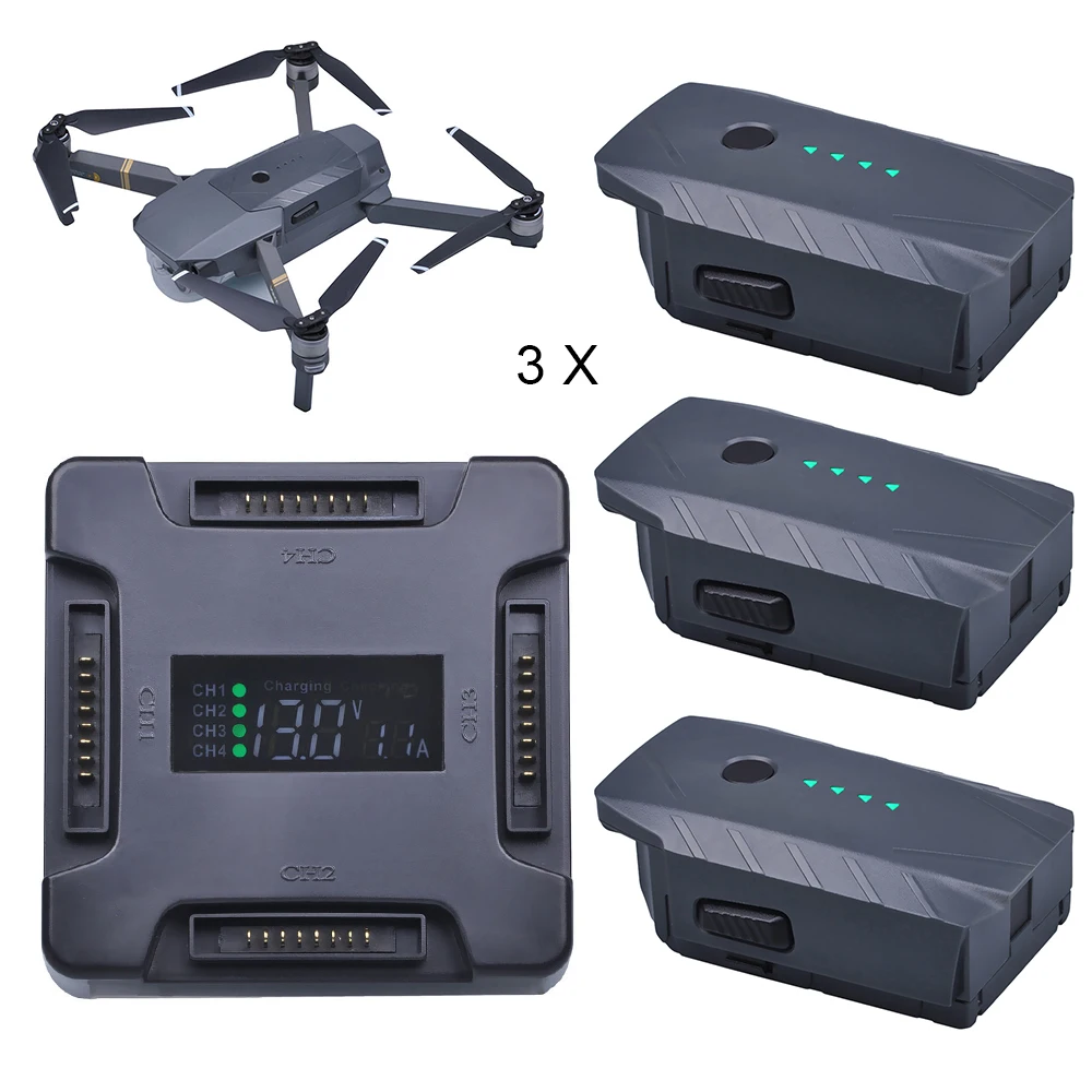 3X для DJI Mavic Pro батарея Интеллектуальный полет + ЖК 4 в 1 зарядный концентратор