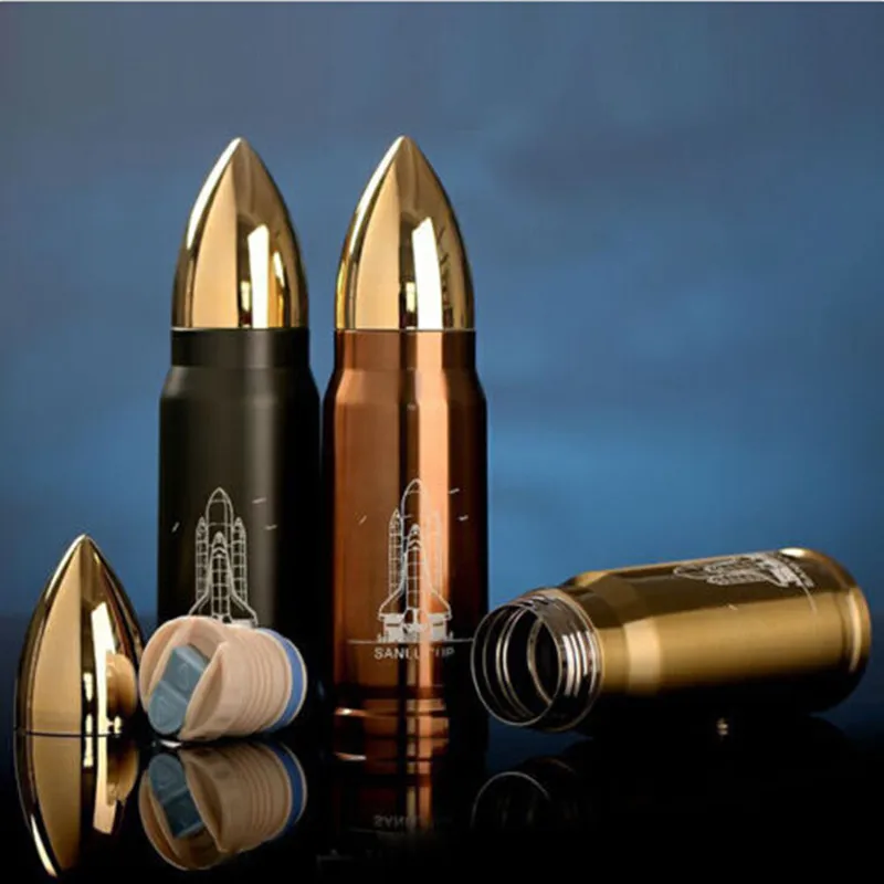 Крутая Вакуумная бутылка из нержавеющей стали в форме пули кружка для