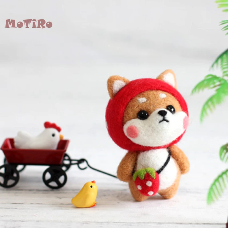 MoTiRo, незавершенные посылка, мультфильм Шиба ину Акита шаблон шерсть валяние Pocked фетр для начинающих с инструментами