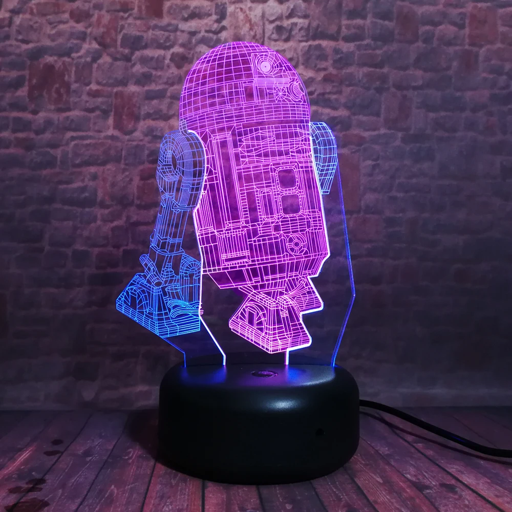 Потрясающая 3d иллюзия двухцветная ed Star Wars Force Awaken модель R2D2 7 цветов изменение
