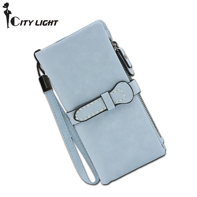 

Новинка, модные женские кошельки из нубука на молнии, Женский Длинный кошелек, вместительный кошелек, два сложения, клатч