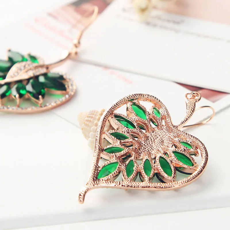 Neoglory австрийские стразы розовое золото зеленый циркон очаровательные Висячие