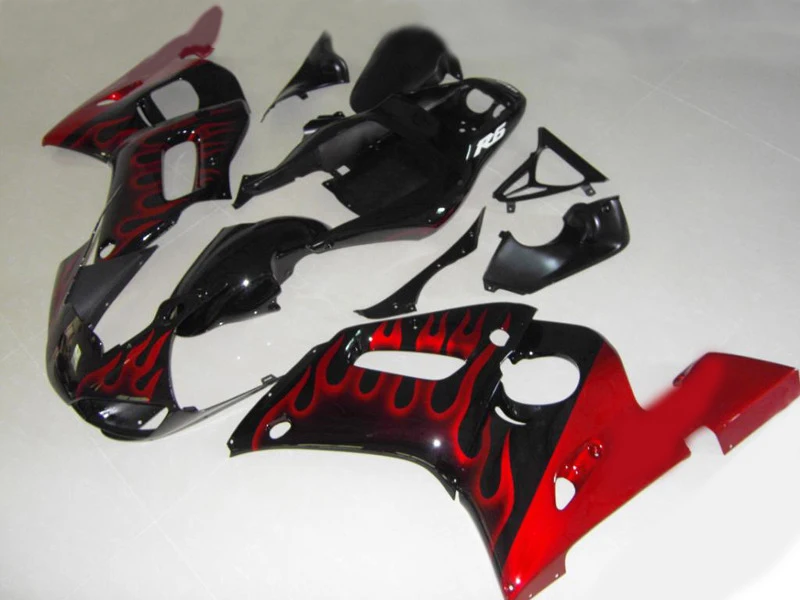 Обтекатель для мотоцикла набор YAMAHA YZFR6 98 99 00 01 02 YZF R6 YZF600 1998 2000 2002 ABS Red flames black