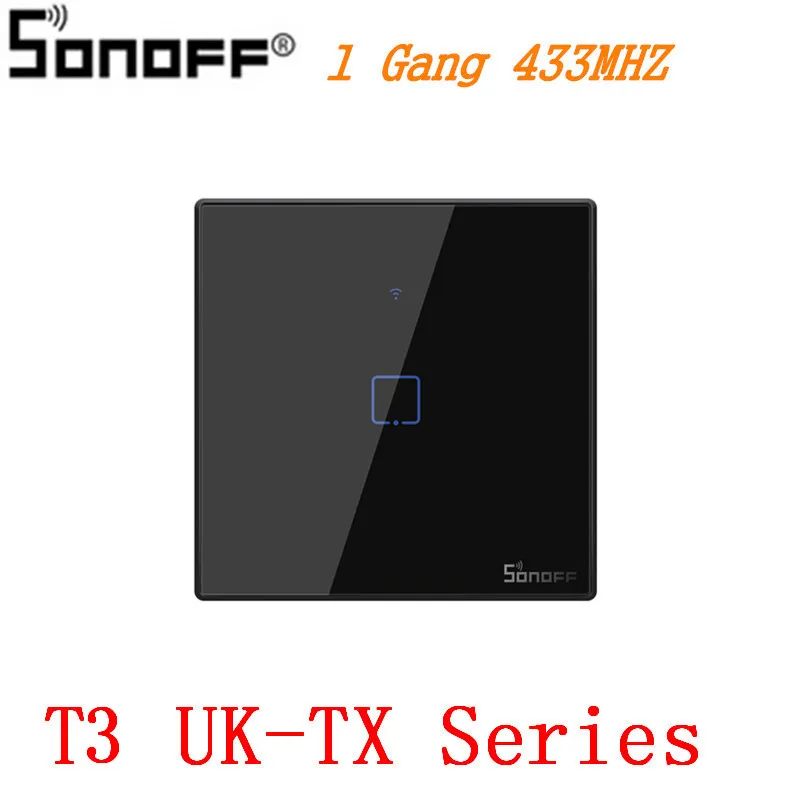 T3 UK-TX 1 Gang Интеллектуальный выключатель света SONOFF T3UK TX Smart Wi-Fi настенный сенсорный выключатель Черный с границы умный дом 1/2/3 433 RF пульт дистанционного управления Управление работает с Amazon Alexa IFTTT - Комплект: T3 UK-TX 1 Gang